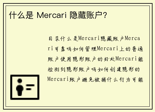 什么是 Mercari 隐藏账户？ 
